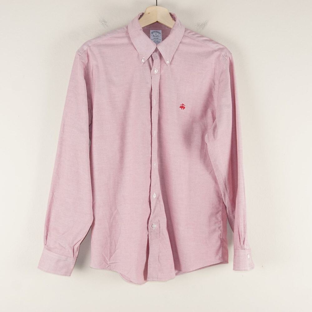 Brooks Brothers Regent Button Down Long Sleeve Red Supima Cotton Shirt Mens Sz M